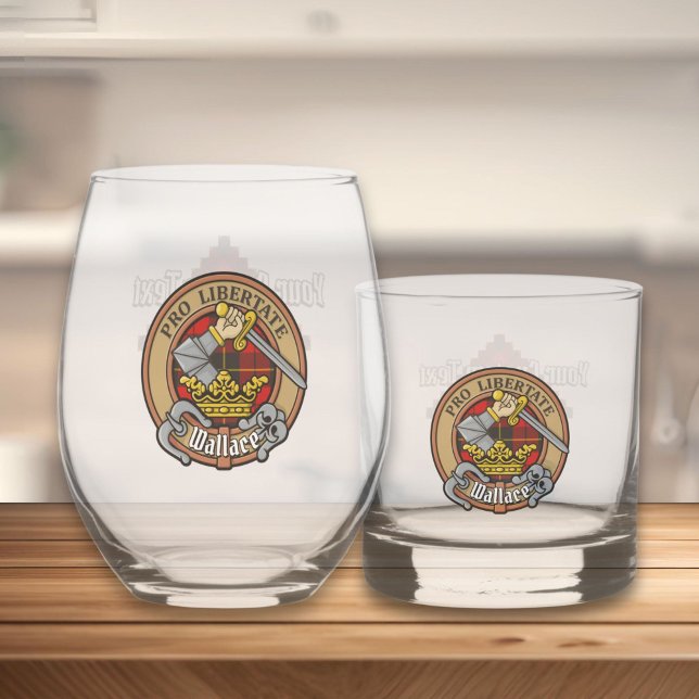 Verre À Whisky Clan Wallace Crest sur Tartan (Créateur téléchargé)