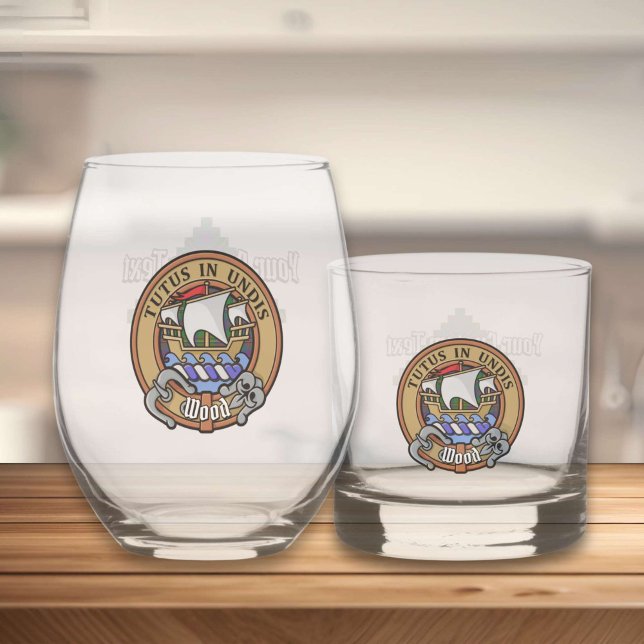 Verre À Whisky Clan Wood Crest sur Tartan (Créateur téléchargé)
