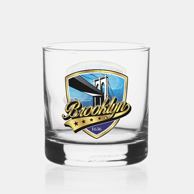 Verre À Whisky Conception de logo Swoosh or élégant de Brooklyn (Recto)
