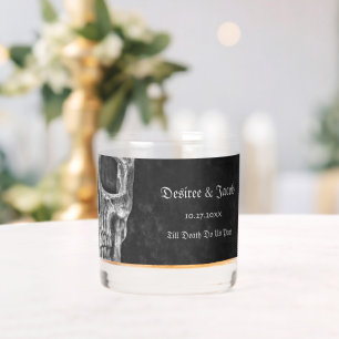 Verre À Whisky Cool Gothique Moitié Crâne Noir et Blanc Grunge