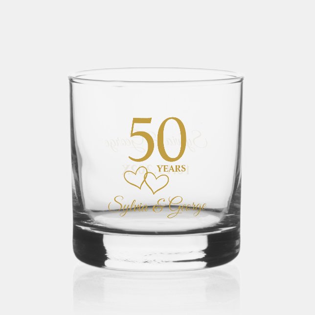 Verre À Whisky Couples personnalisés Nom Keepsaké Cadeau du 50e a (Recto)
