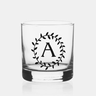 Verre À Whisky Couronne de feuilles initiale noire Monogram 4AJ