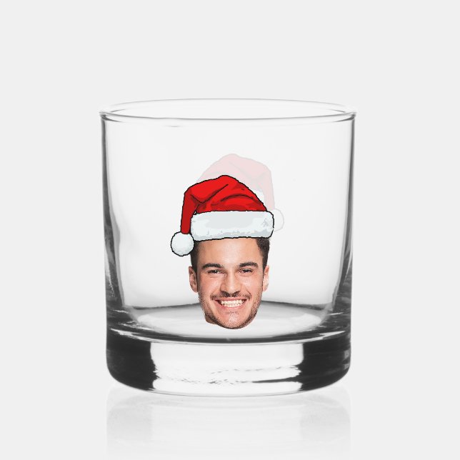 Verre À Whisky Custom Face Photo Santa Hat Christmas (Verso)