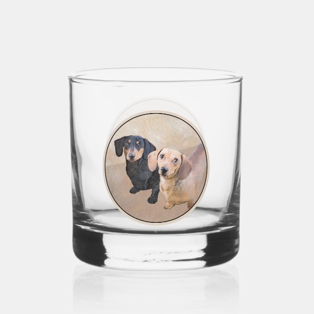 Verre À Whisky Dachshund (Smooth) Peinture - Art Chien original (Recto)