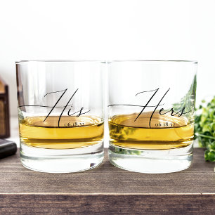 Verre À Whisky Date Mariage de ses & ses personnalisées
