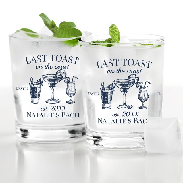 Verre À Whisky Dernier Toast Sur La Côte Beach Bachelorette Party (Créateur téléchargé)