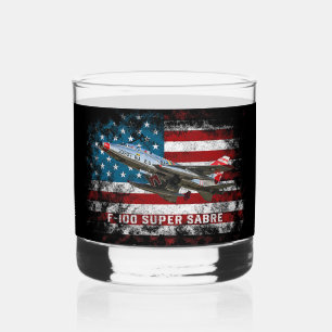 Verre À Whisky Dessin d'aviation de drapeau américain vintage