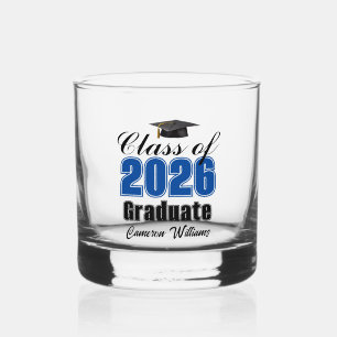 Verre À Whisky Diplômé de la promotion 2026 personnalisé en bleu