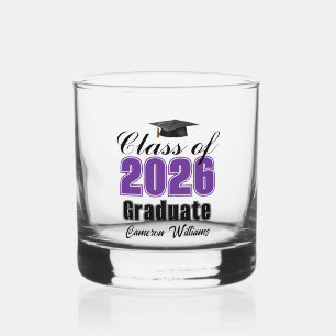 Verre À Whisky Diplômé Violet Personnalisé de la Promotion 2026