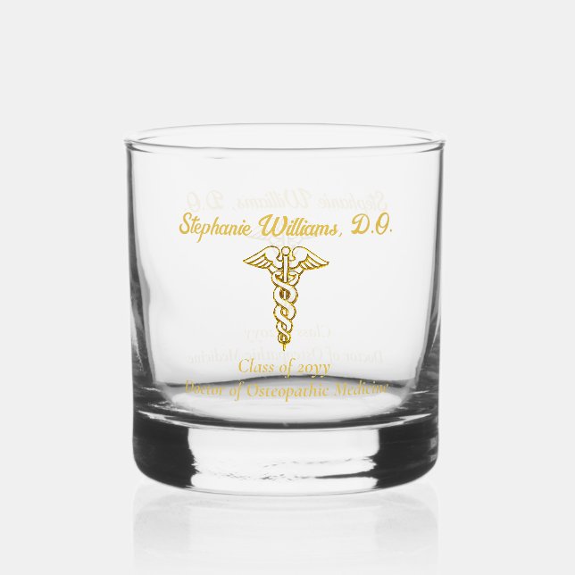Verre À Whisky Docteur | Médecin | Nurse Caduceus Name Class (Recto)