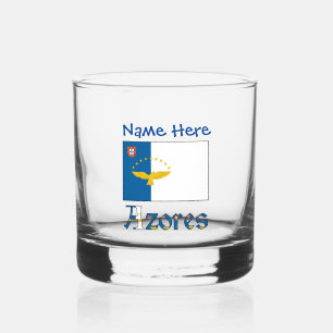 Verre À Whisky Drapeau Azores Azoréen Bleu Personnalisation 