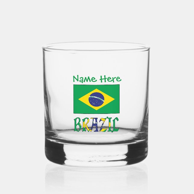 Verre À Whisky Drapeau brésilien personnalisé (Recto)