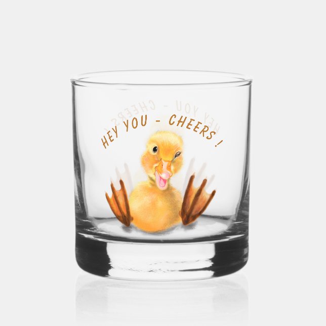 Verre À Whisky Drôle Joyeux canard encourage texte personnalisé (Recto)