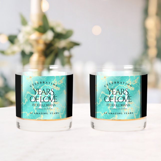 Verre À Whisky Élégant 44ème anniversaire de Mariage turquoise (Insitu (Mariage))