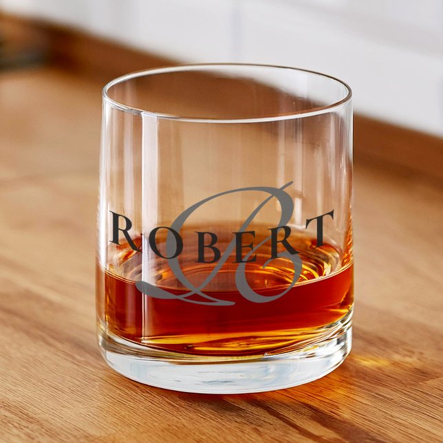 Verre À Whisky Élégant Monogramme classique Nom initial (Créateur téléchargé)