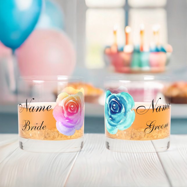 Verre À Whisky Élégant Rose floral marié Mariages d'anniversaire (Insitu (Baby Shower))