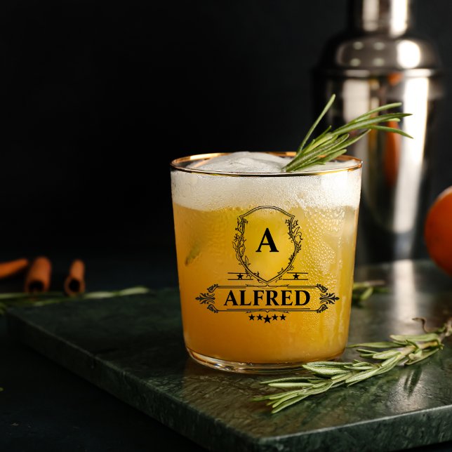 Verre À Whisky ELegant Script Groomsman Monogram Bridal Party (Créateur téléchargé)