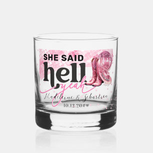 Verre À Whisky Elle A Dit Enfer Ouais Rose Western Booth Casquett