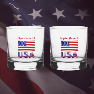 Verre À Whisky États-Unis d'Amérique Drapeau Rouge Personnaliser