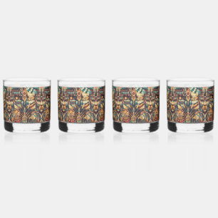 Verre À Whisky Ethereal Blue "Mesoamerican Motif" 12oz Rocks Glas