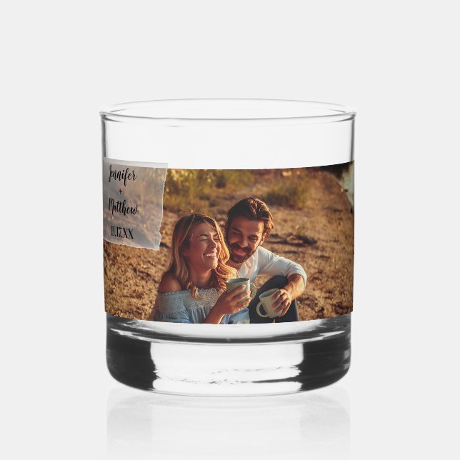 Verre À Whisky Faux Vellum Photo Overlay Mariage personnalisé (Recto)