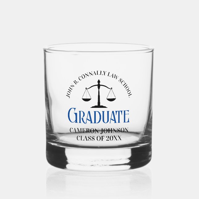 Verre À Whisky Fête de diplôme de l'école de droit bleu sur mesur (Recto)
