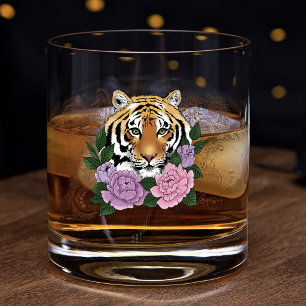 Verre À Whisky Fleurs botaniques de henné floral Tigre Vert