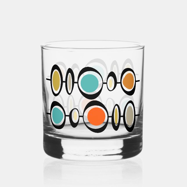 Verre À Whisky Funky Abstract Circles Turquoise Orange Midcentury (Recto)