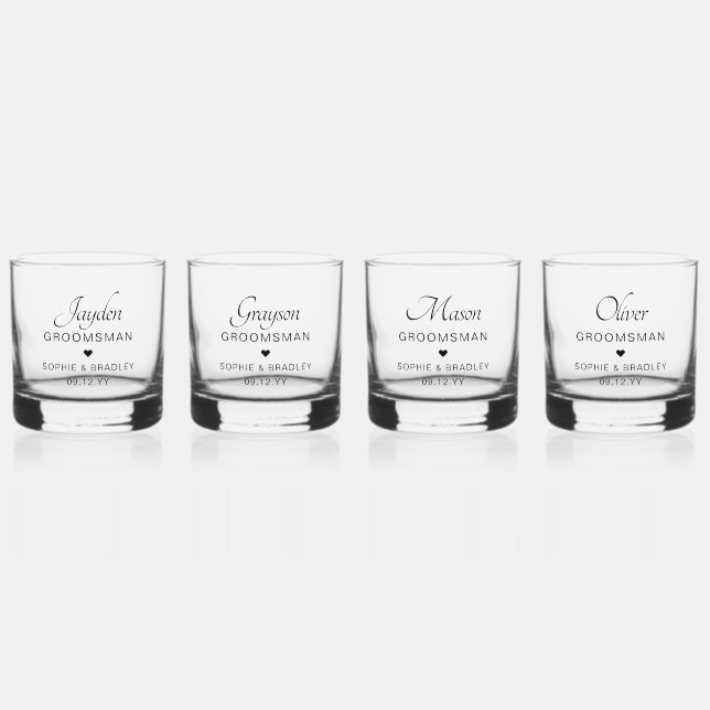 Verre À Whisky Groomsman Personnalisé Nom Personnalisé Mariage (Recto)