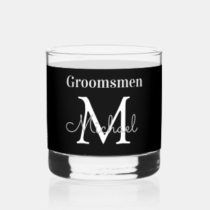 Verre À Whisky groomsmen personnalisé noir blanc chic