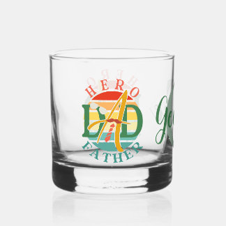 Verre À Whisky Hero Papa Fath Sunset Cravate, Moustache & Lunette