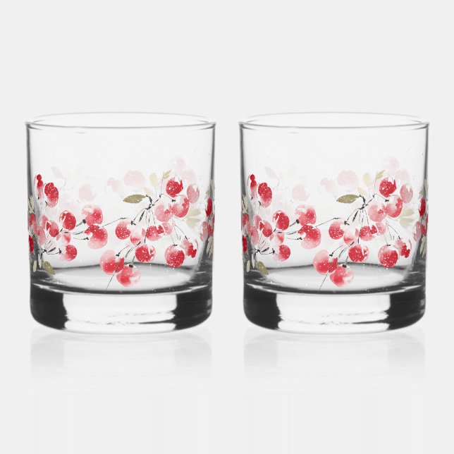Verre À Whisky Holiday Red Berry Watercolor (Recto)