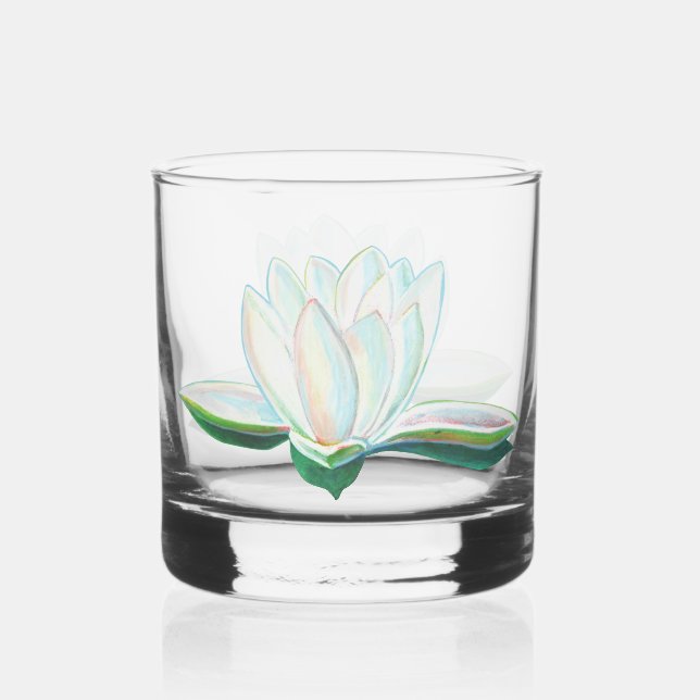 Verre À Whisky Illustration du lotus blanc Iridescendant (Recto)