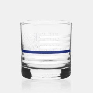 Verre À Whisky Indicateur de ligne bleue mince de l'officier de p