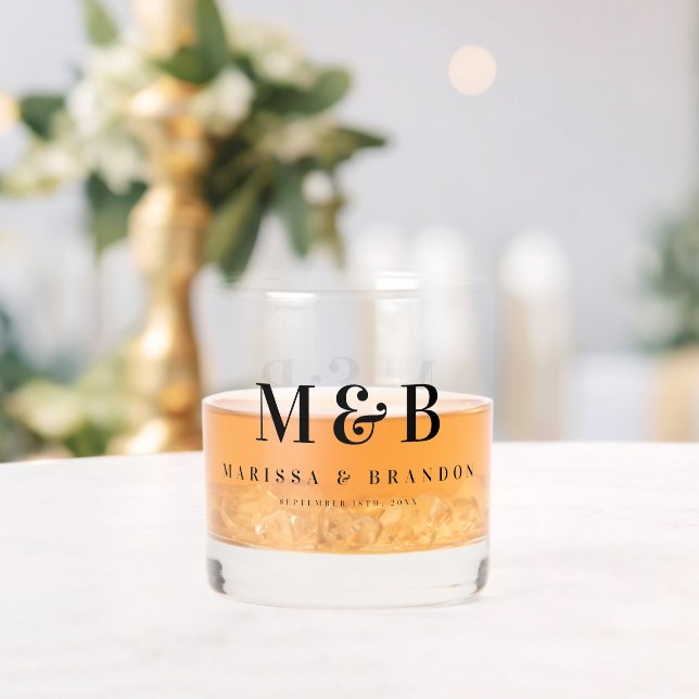 Verre À Whisky Initiales de Monogramme Mariage Couple Personnalis (Insitu (Mariage))