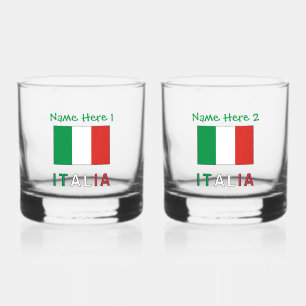 Verre À Whisky Italia e Bandiera Italiana Personnalisation verte