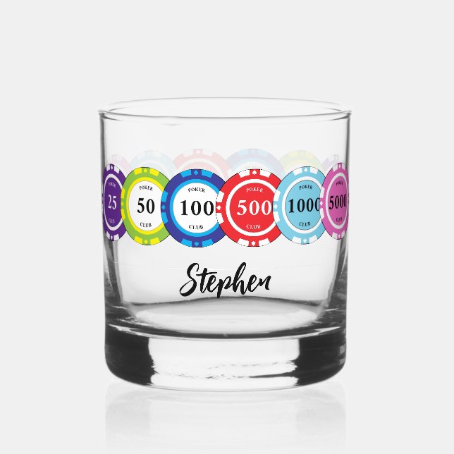 Verre À Whisky Jetons de joueur de poker personnalisés (Recto)