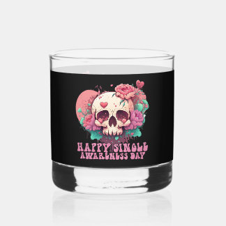 Verre À Whisky Joyeux crâne de Valentines de la Journée de sensib