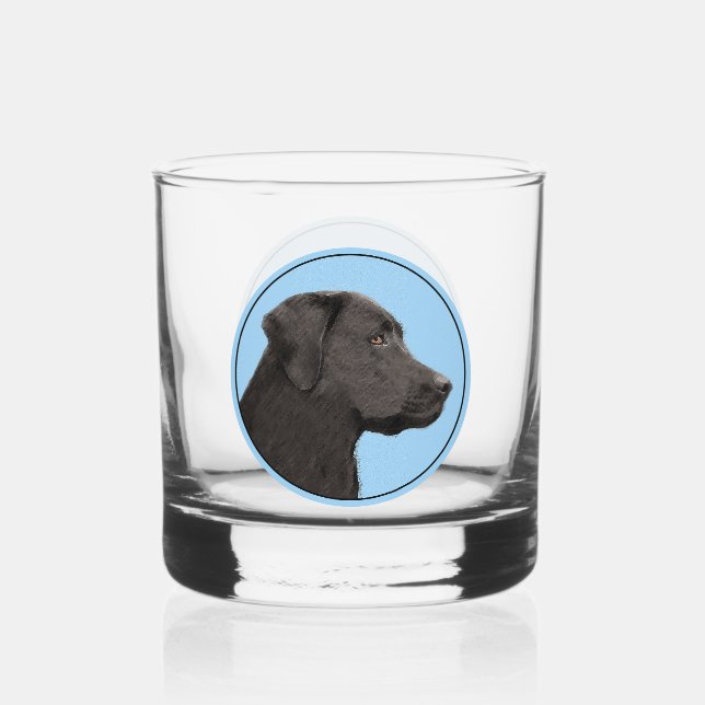 Verre À Whisky Labrador Retriever Black Peinture Original Chien A (Recto)