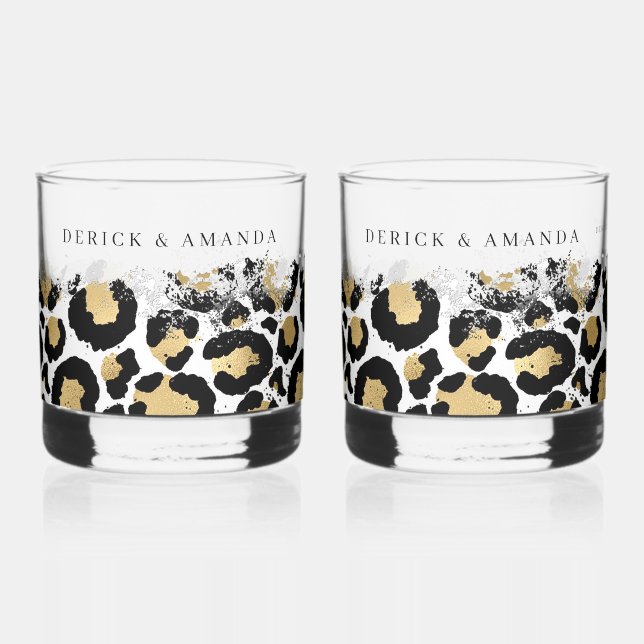 Verre À Whisky Lunettes à barres Empreintes de léopard personnali (Gauche)