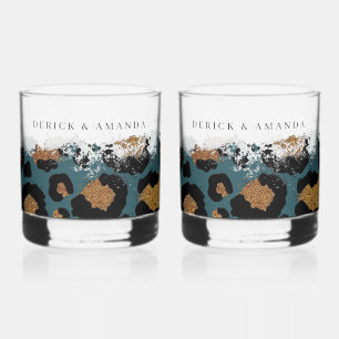 Verre À Whisky Lunettes à barres Empreintes de léopard personnali