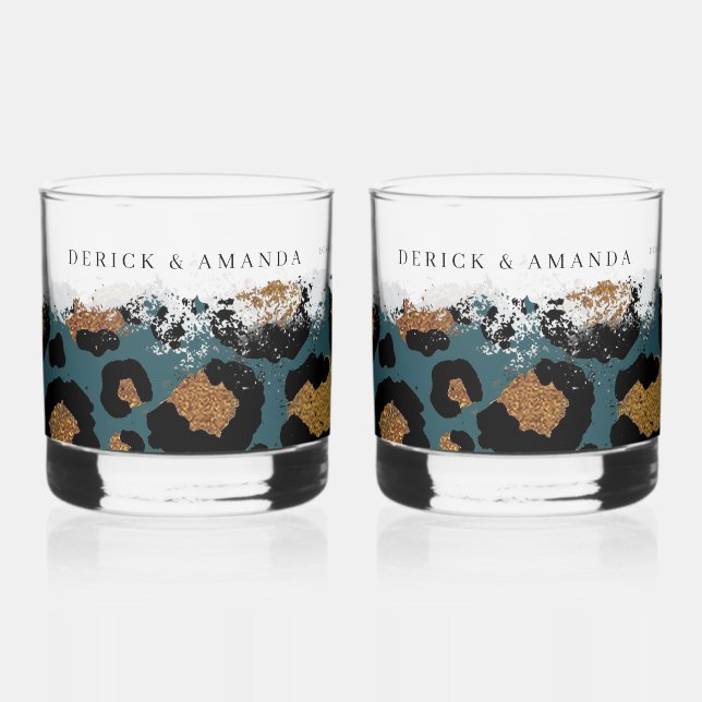 Verre À Whisky Lunettes à barres Empreintes de léopard personnali (Gauche)