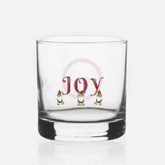 Verre À Whisky Lutins de Noël JOY tenant des Lettres