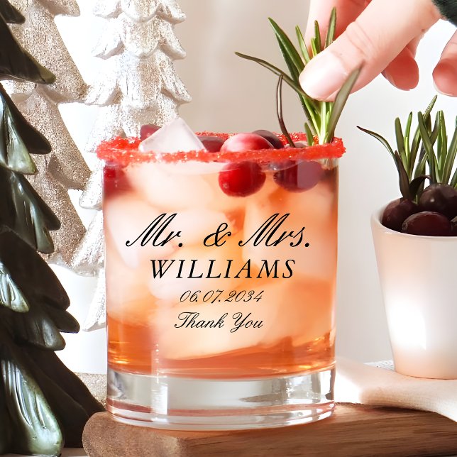 Verre À Whisky M. Mme Elegant Merci de mariage personnalisé (Mr Mrs Elegant Custom Wedding Thank You Whiskey Glass
)