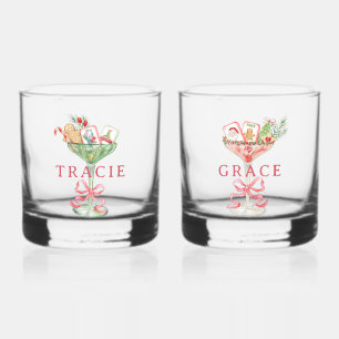Verre À Whisky Mahjong de Noël Monogramme