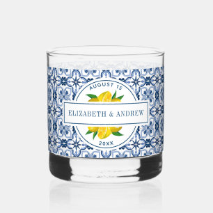 Verre À Whisky Mariage en carrelage bleu citron méditerranéen