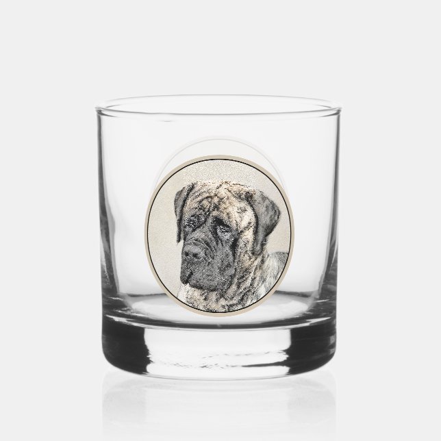 Verre À Whisky Mastiff anglais (Brindle) Peinture - Chien Art (Recto)