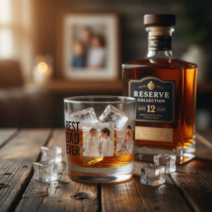 Verre À Whisky Meilleur Papa Personnalisé avec Photo