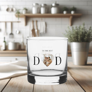 Verre À Whisky Meilleur papa personnalisé photo de coeur Cadeau