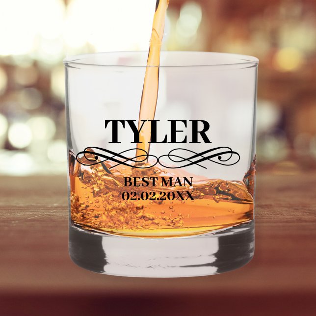 Verre À Whisky Meilleure proposition d'homme Stylish Nom personna (best man proposal customized whiskey glass stylish modern)